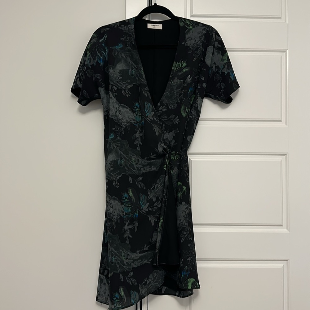 Aritzia black floral wrap dress
